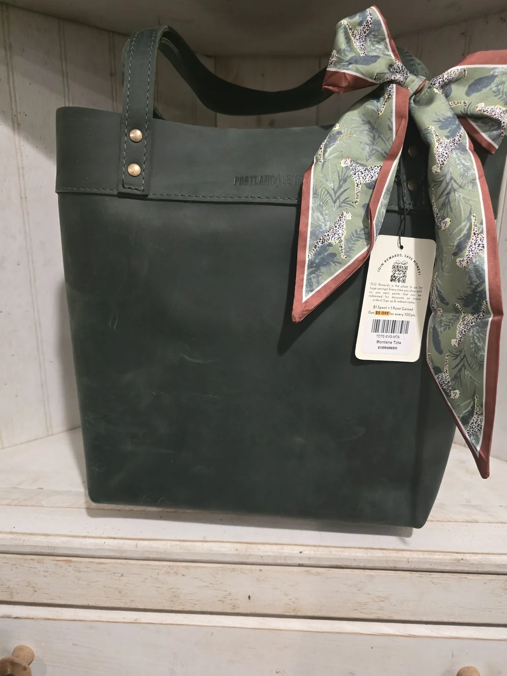 Portland Leather Montana Tote In Evergreen Color